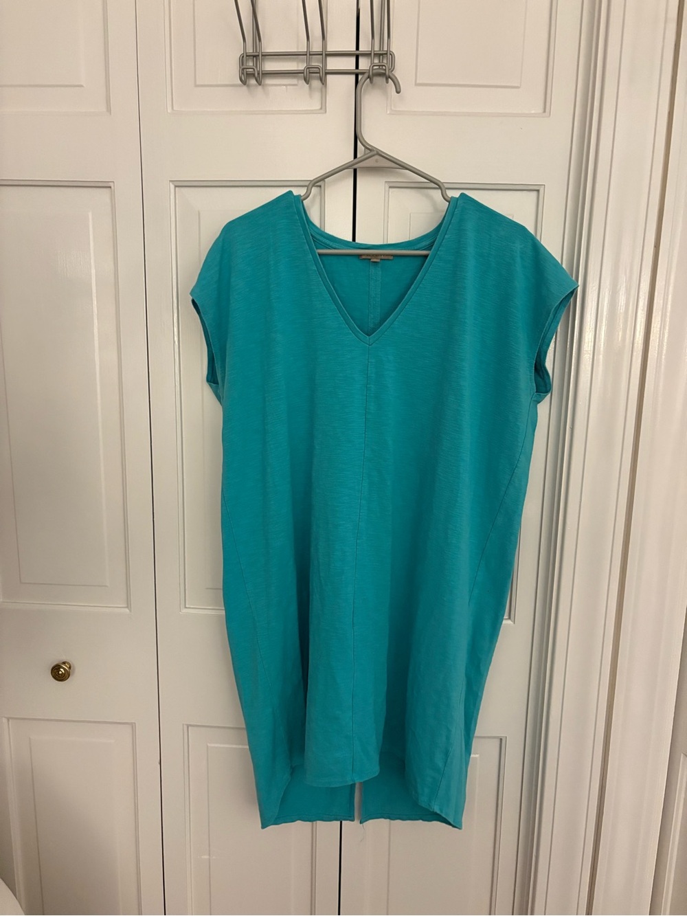 Lilla P Teal V-Neck Cap Sleeve Tunic Top